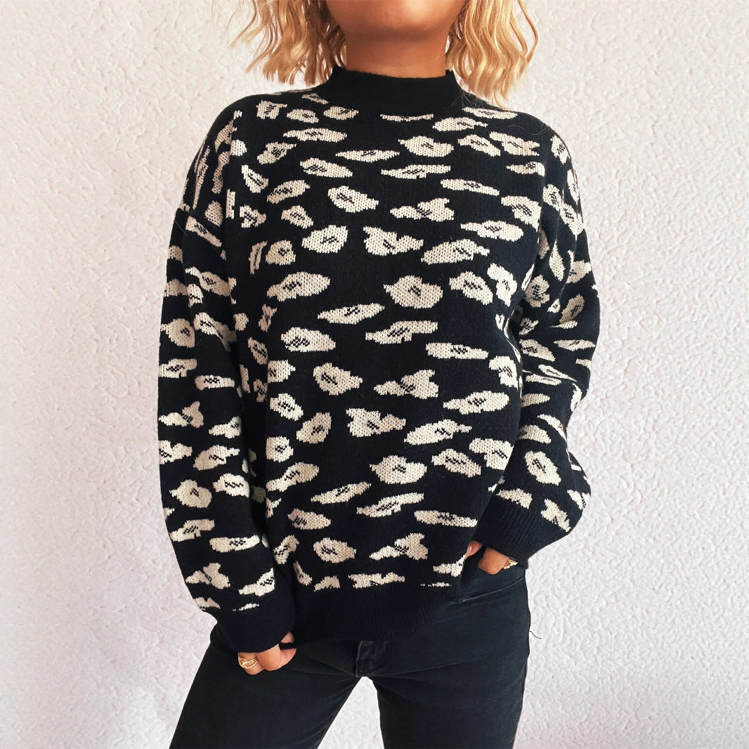 Damen Grobstrickpullover mit modernem Muster und lässigem Schnitt EB