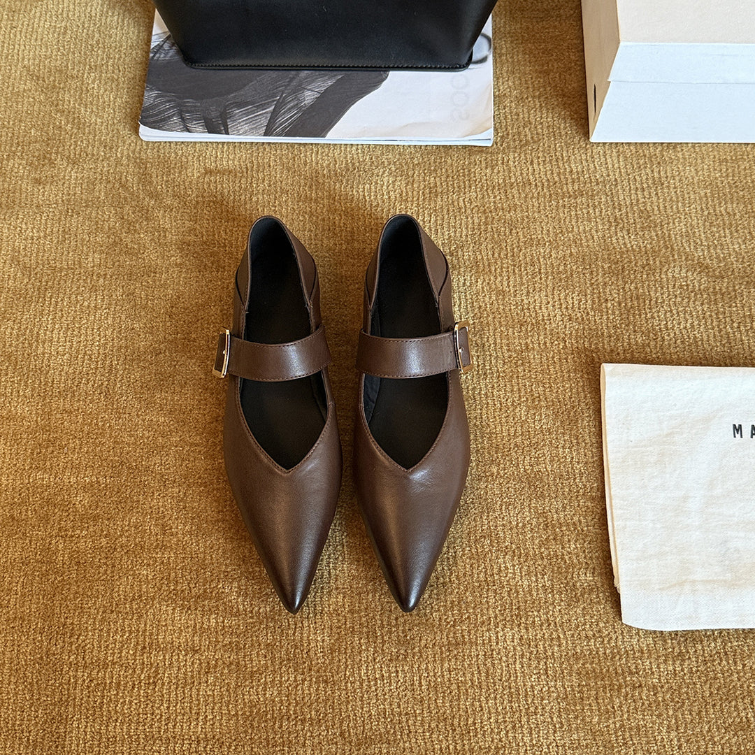 Damen Elegante Slingback-Ballerinas aus hochwertigem Leder mit modischem Riemchen EB