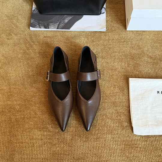 Damen Elegante Slingback-Ballerinas aus hochwertigem Leder mit modischem Riemchen EB