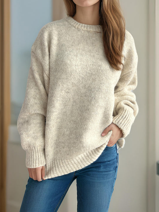 Damen lässiger Oversize-Pullover mit strukturiertem Maschenmuster EB