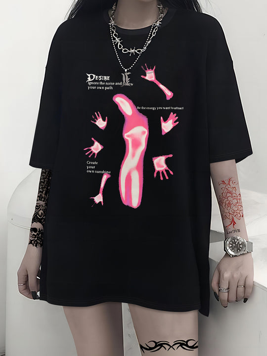 Damen T-Shirt mit kreativem Katzenmotiv und verspielter Schleife EB