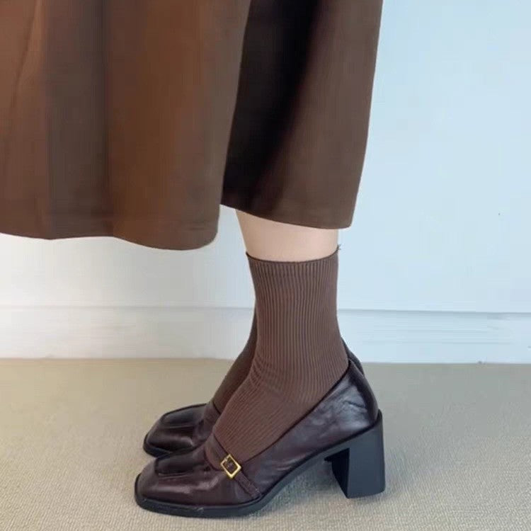 Damen elegante Mary Jane Pumps mit modischem Riemchen und komfortablem Blockabsatz EB