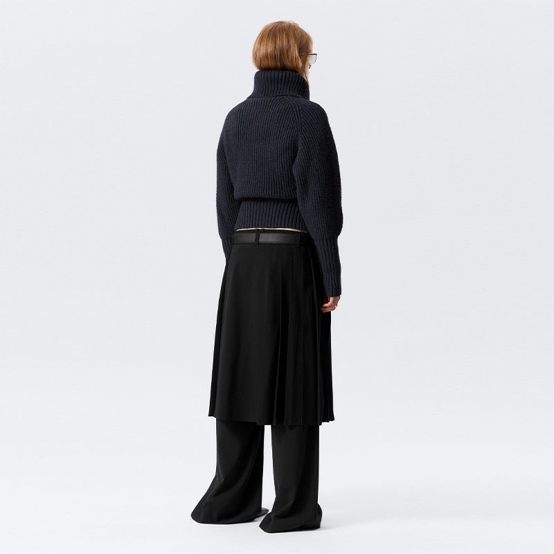 Damen Strickjacke mit hohem Kragen und modischem Reißverschluss EB