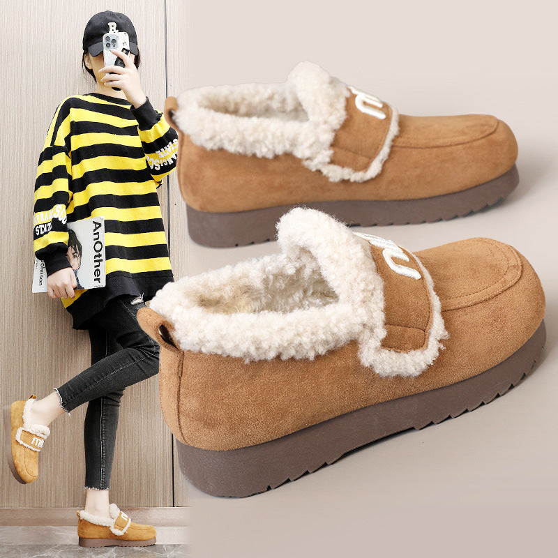Damen Bequeme Plüsch-Sneaker mit auffälligem Veloursleder EB