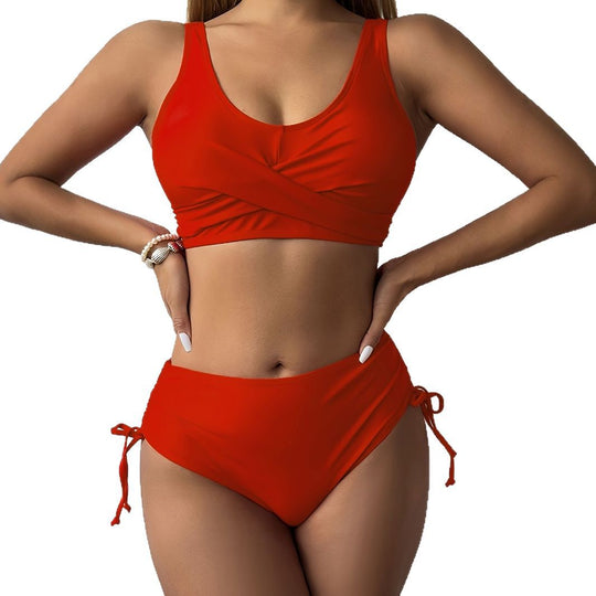 Damen Sportliches Bikini-Set mit Wickel-Design EB