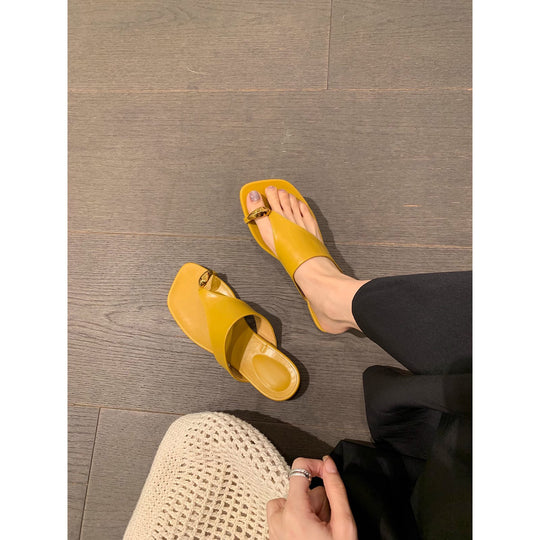 Damen modische Zehentrennersandalen mit eleganter Metallakzent EB
