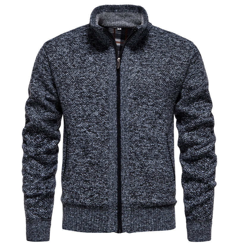 Herren sportliche Strickjacke mit Stehkragen EB