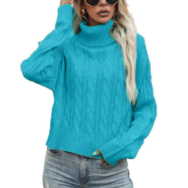 Damen Rollkragenpullover mit strukturiertem Zopfmuster und lässigem Schnitt EB