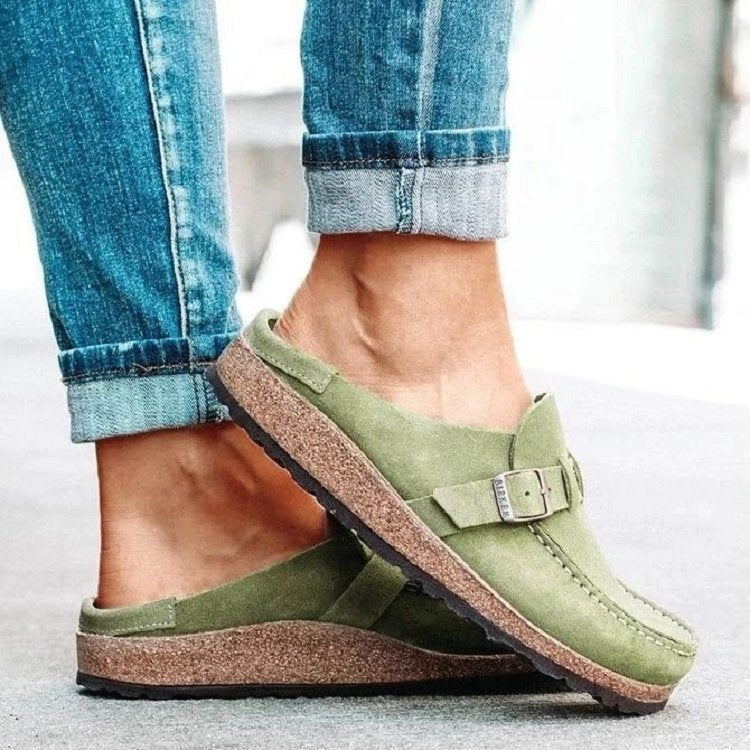 Damen Komfortable Clogs mit anatomischem Fußbett und modischem Schnallen-Design EB