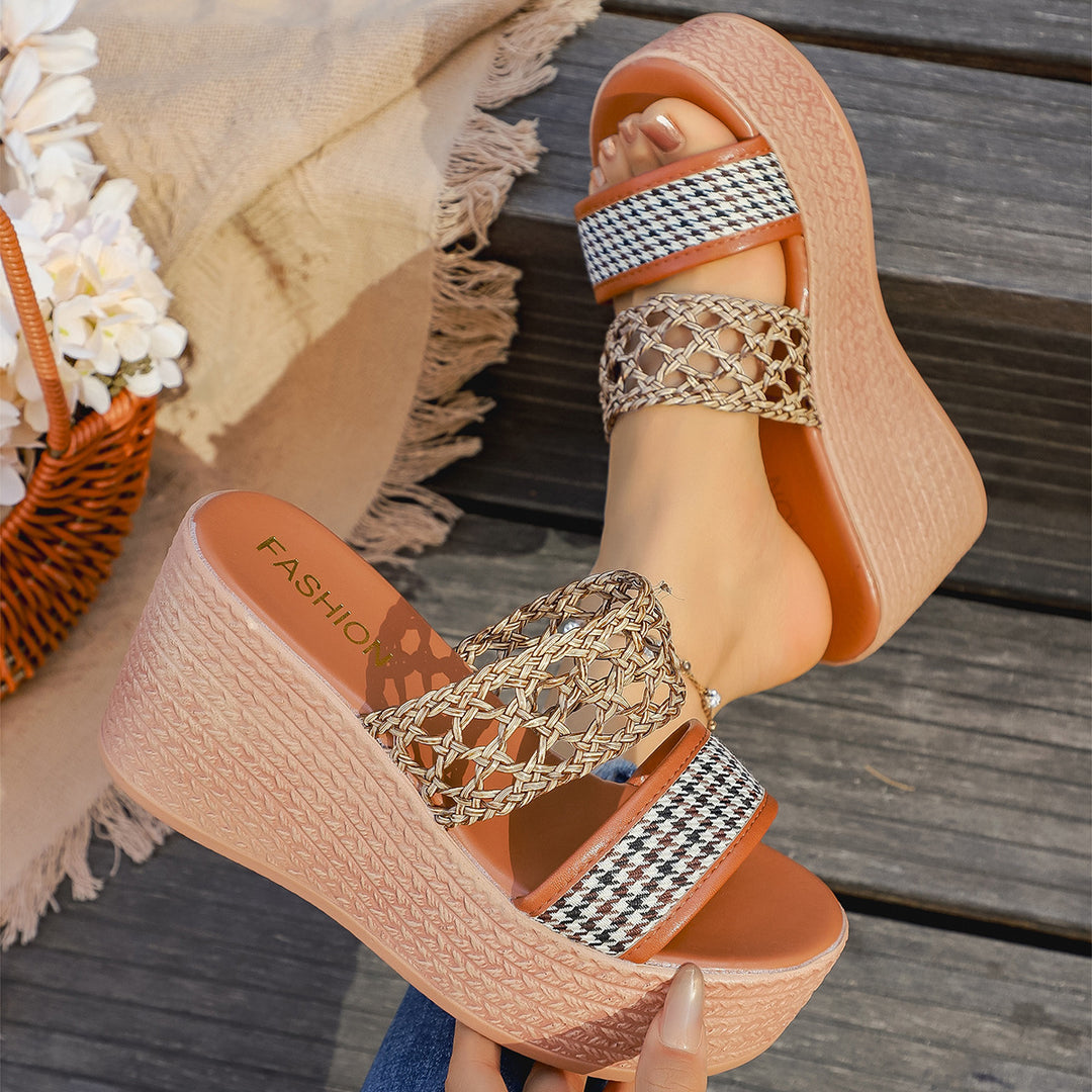 Damen Wedge-Sandalen mit geflochtenem Riemen und rutschfester Sohle EB