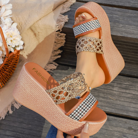 Damen Wedge-Sandalen mit geflochtenem Riemen und rutschfester Sohle EB