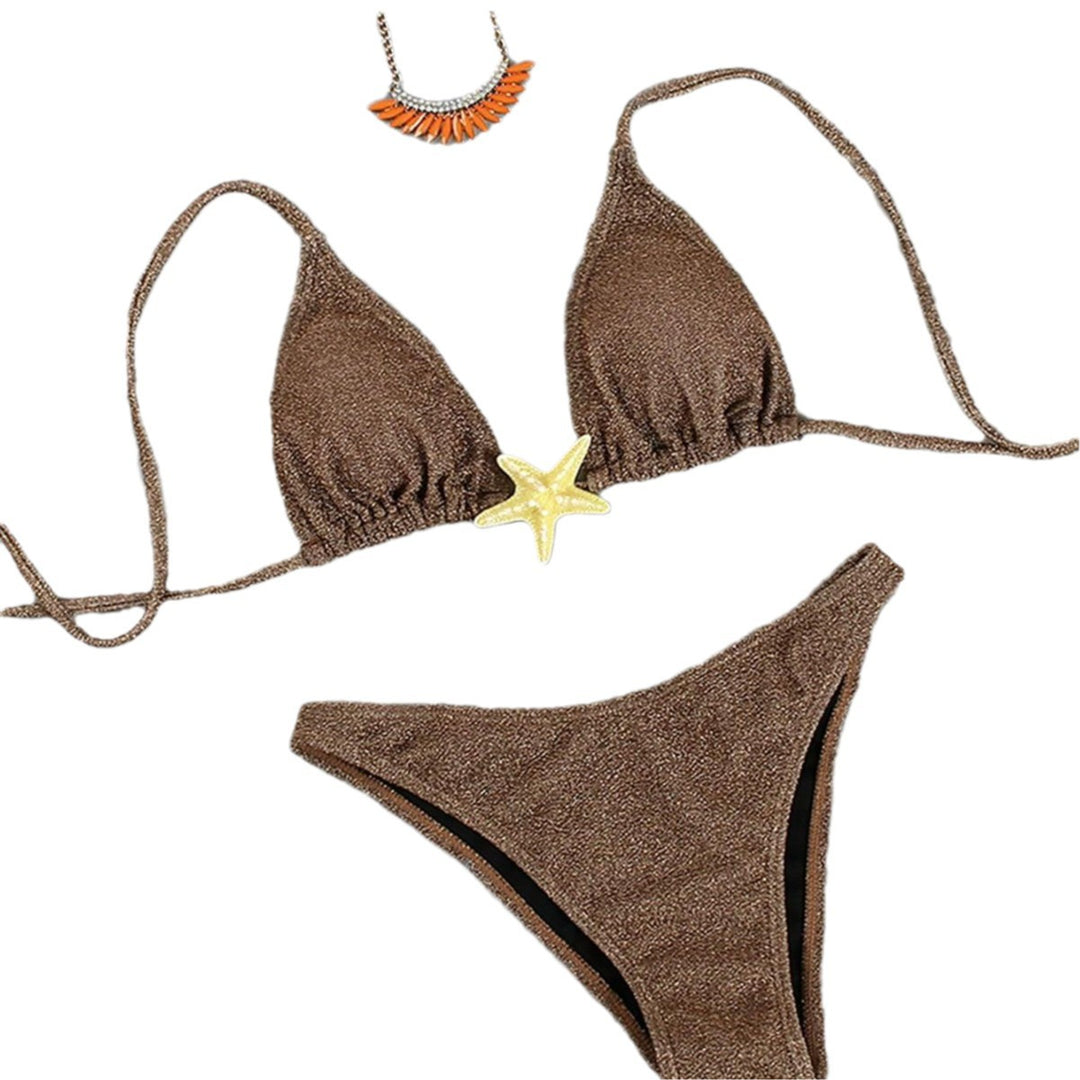 Damen Triangel-Bikini mit funkelndem Glitzereffekt und charmantem Stern-Detail EB