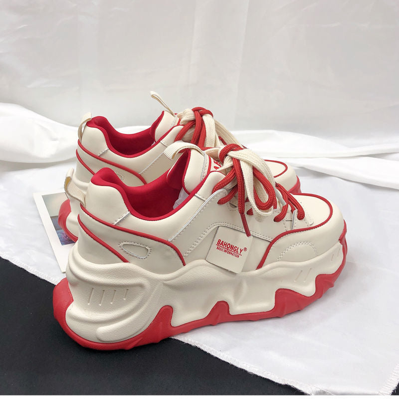 Damen trendige Chunky-Sneaker mit strapazierfähigem Obermaterial und markantem Profil EB