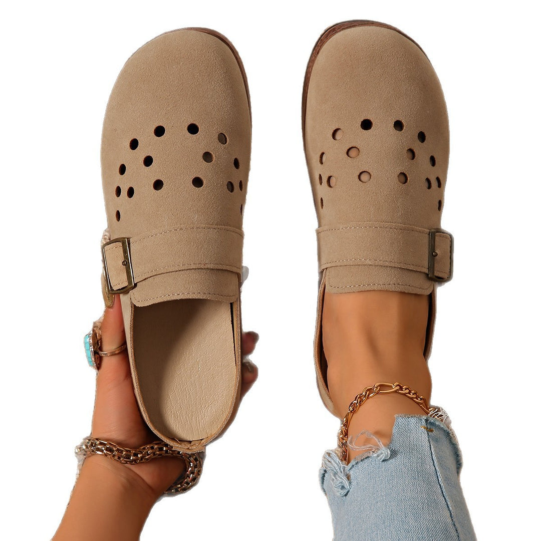Damen Bequeme Clogs mit modischem Lochmuster und verstellbarem Riemen EB