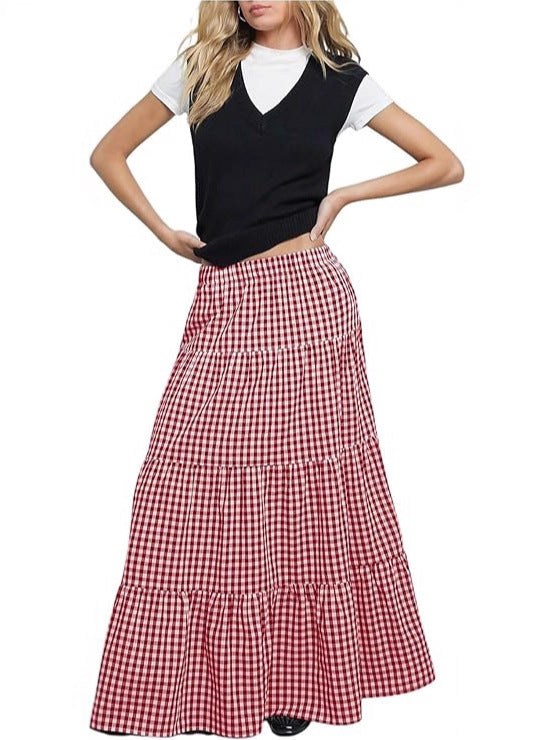 Damen Maxirock mit raffiniertem Karomuster EB