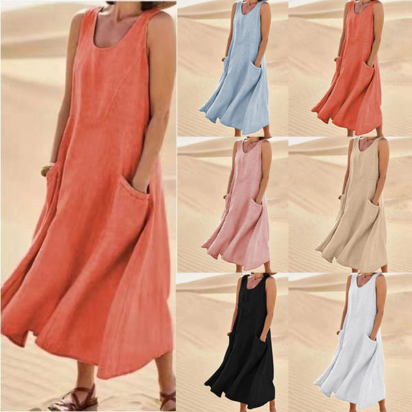 Damen Sommerliches Maxi-Kleid mit praktischen Taschen und lässigem Schnitt EB