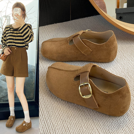 Damen bequeme Clogs mit verstellbarer Schnalle und weichem Obermaterial EB