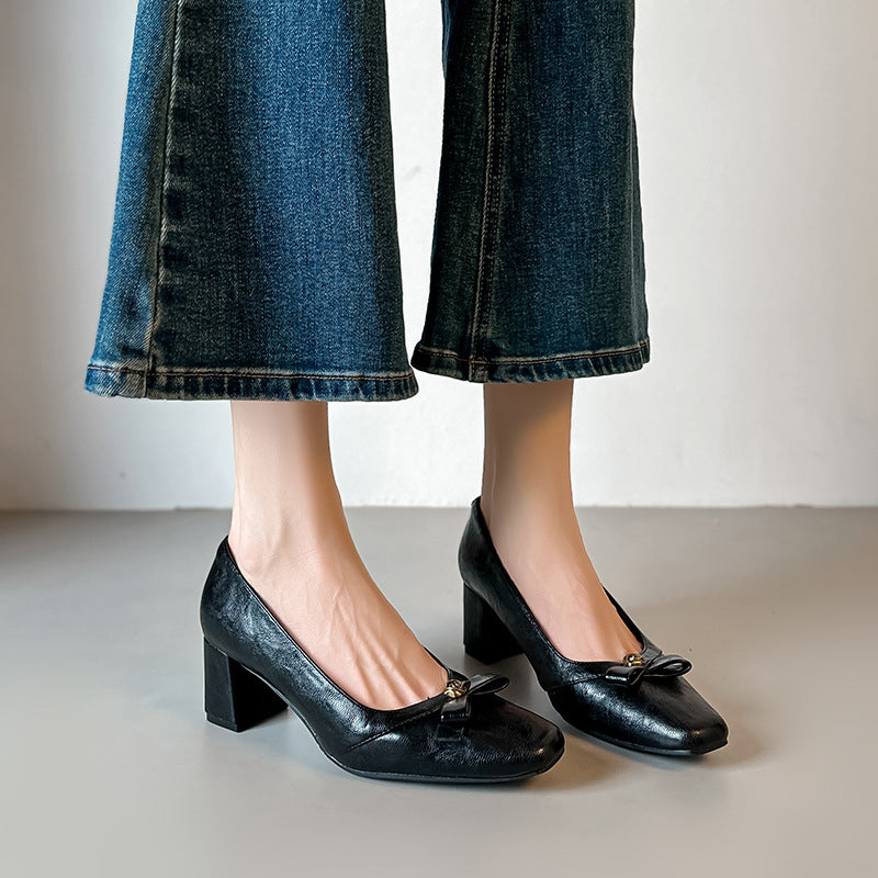 Damen elegante Pumps mit zartem Schleifen-Detail EB