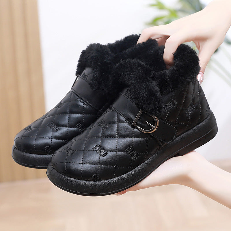 Damen Warme Fleecegefütterte Stiefeletten mit dekorativem Schnallenverschluss EB
