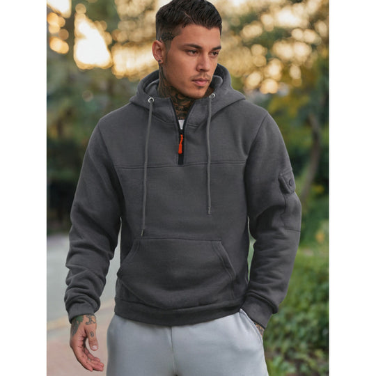 Herren Funktionaler Kapuzenpullover mit Halbreißverschluss und Seitentaschen EB