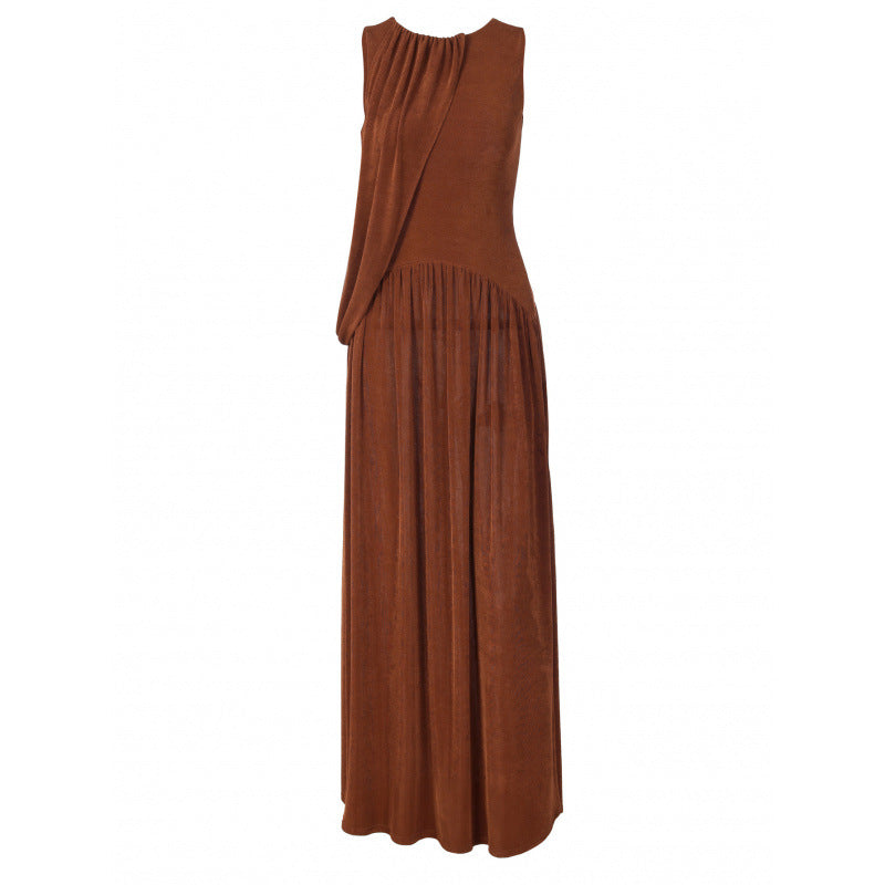 Damen Elegantes Maxikleid mit asymmetrischem Schnitt und fließendem Stoff EB
