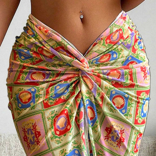 Damen Wickelrock mit buntem Muster EB