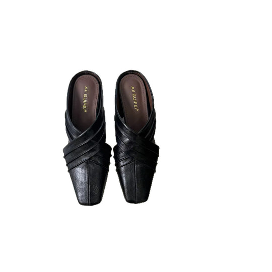 Damen elegante Slide-Sandalen mit kunstvollem Faltendesign EB