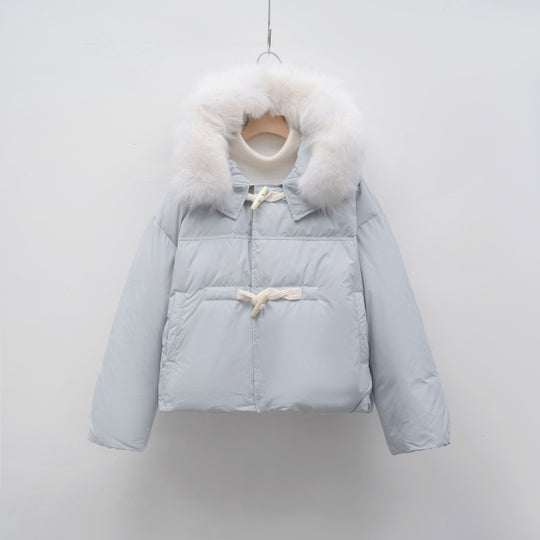 Damen modische Winterjacke mit Kunstfellkragen EB