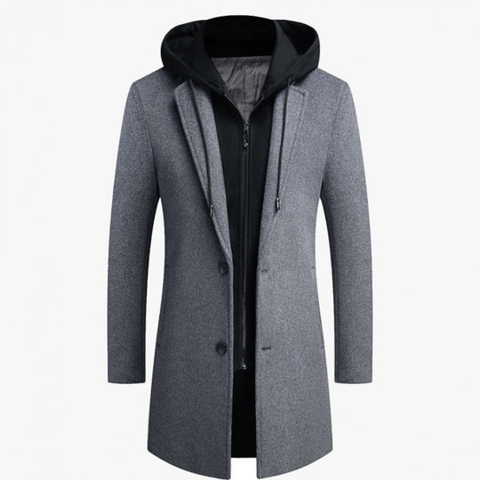 Damen modische Longjacke mit abnehmbarer Kapuze und trendigem Innenfutter EB