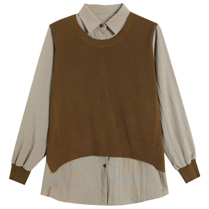 Damen Strickpullover mit einzigartiger Layered-Optik und feiner Struktur EB