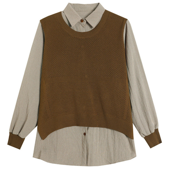 Damen Strickpullover mit einzigartiger Layered-Optik und feiner Struktur EB