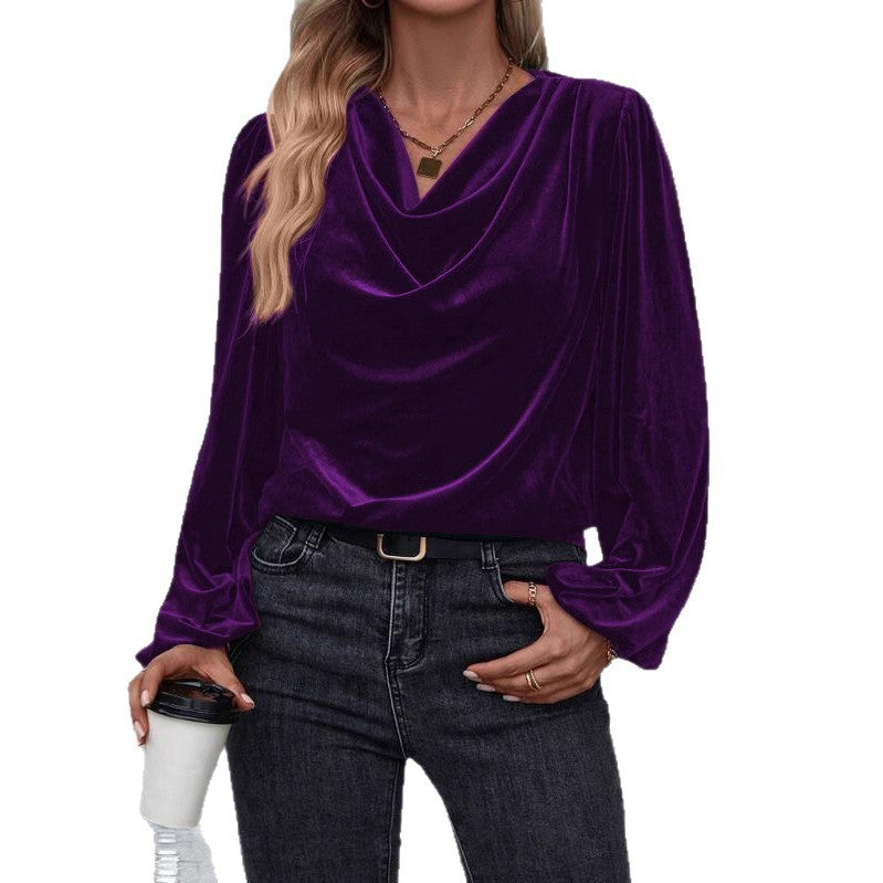Damen Elegantes Viskosebluse mit Wasserfallausschnitt EB