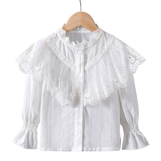 Mädchen Bluse mit romantischen Spitzendetails EB