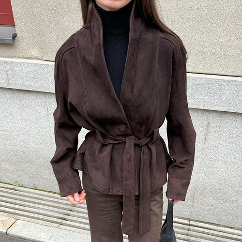 Damen Elegante Wendeblazerjacke aus hochwertigem Wildleder EB