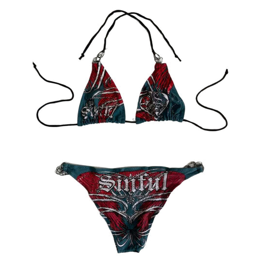 Damen Bikini mit einzigartigem Druck und verstellbaren Trägern EB