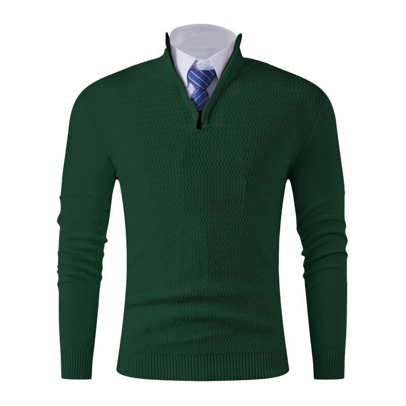 Herren Strickpullover mit modernem Stehkragen und strukturiertem Design EB