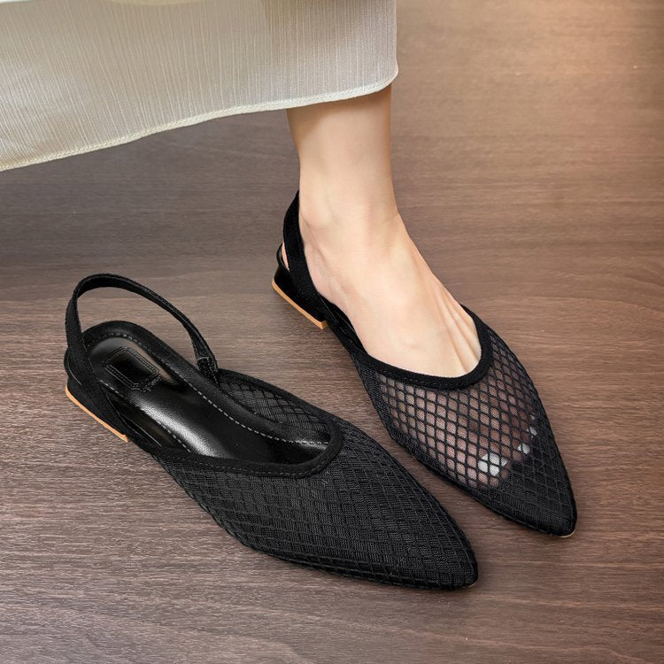 Damen Slingback Ballerinas mit Netzdesign und elegantem Blockabsatz EB