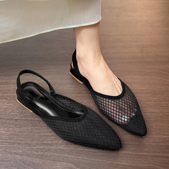 Damen Slingback Ballerinas mit Netzdesign und elegantem Blockabsatz EB
