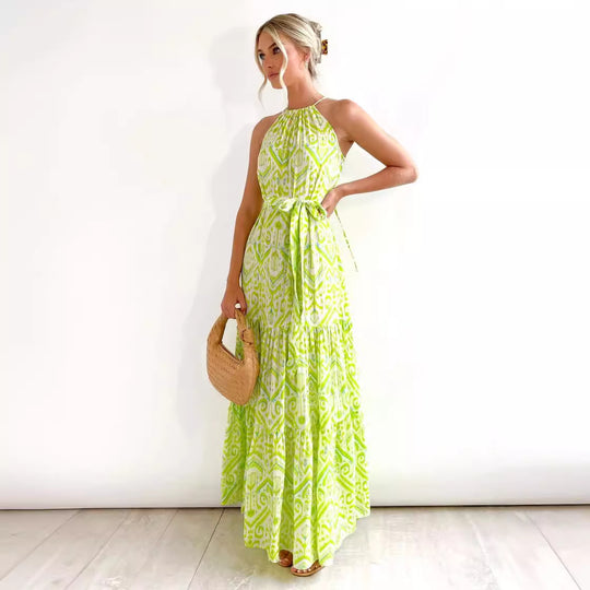 Damen Sommerliches Maxikleid mit floralem Muster und luftigen Rüschendetails EB