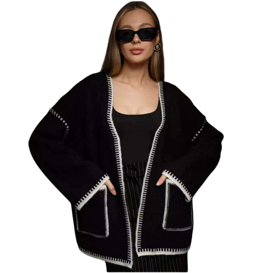 Damen Wickeljacke mit dekorativer Knopfleiste und praktischen Taschen EB