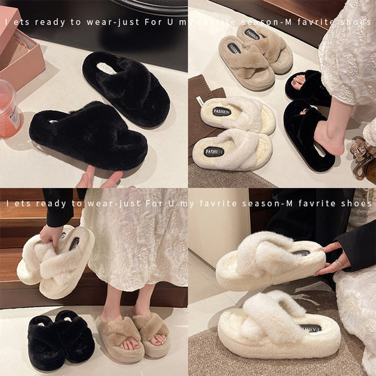 Damen Flauschige Hausschuhe mit weichem Flausche-Obermaterial EB