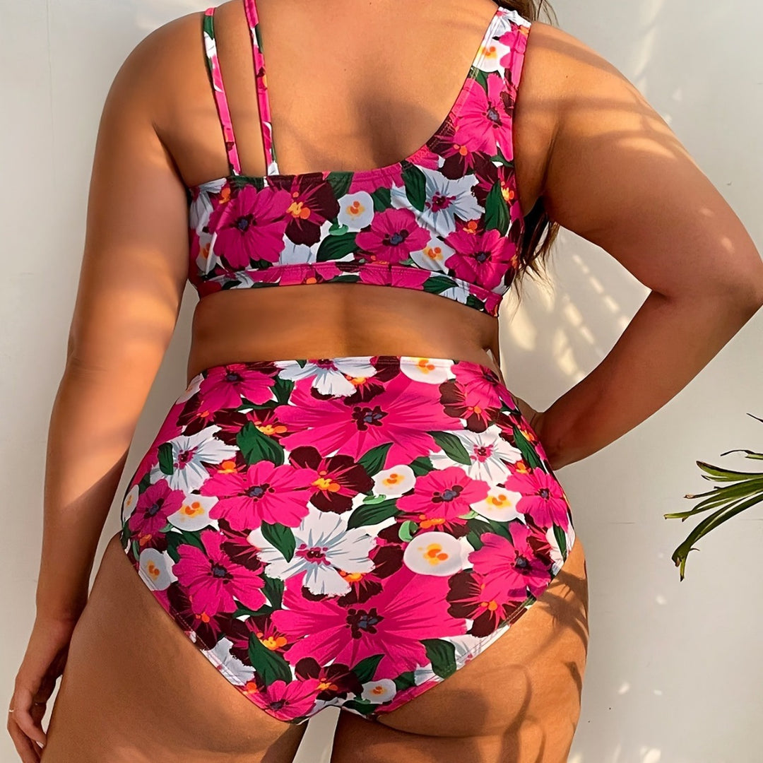 Damen nan Bikini-Set große Größen mit geformtem BH, V-Ausschnitt und hochgeschnittenem Taillenslip EB