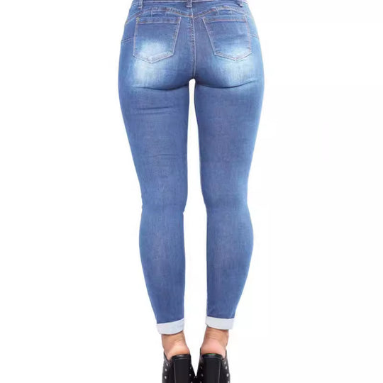 Damen Slim-Fit Jeanshosen mit Distressed-Details EB