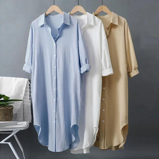 Damen oversized Blusenhemd in lässigem Schnitt mit Knopfleiste EB