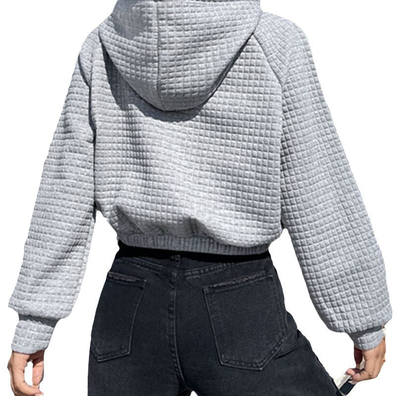 Damen modischer cropped Hoodie mit strukturierter Oberfläche EB