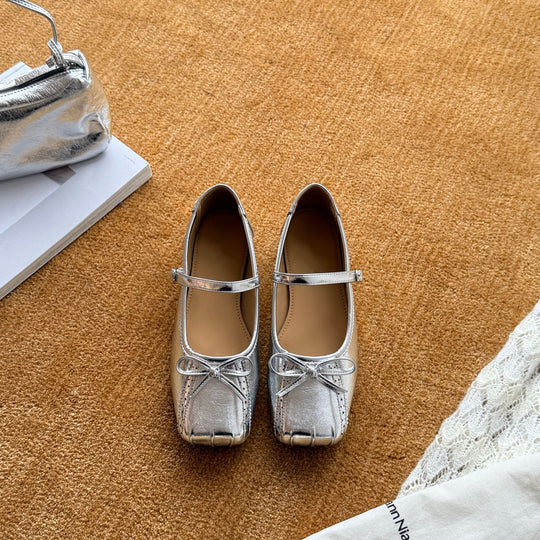 Damen Ballerinas mit modischem Riemchen und dekorativem Schleifen-Detail EB