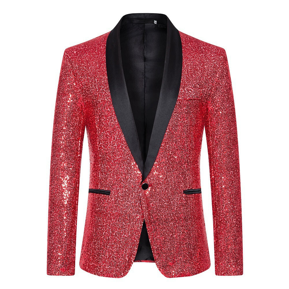 Herren Paillettenblazer mit luxuriösem Schnitt und schimmerndem Effekt EB