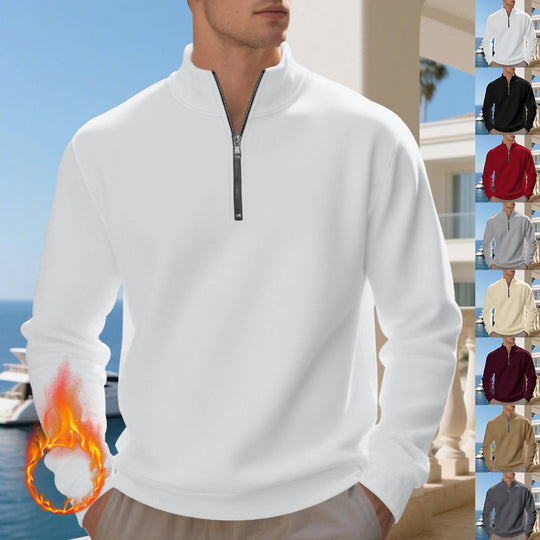 Herren sportlicher Sweatshirt mit modernem Stehkragen und Reißverschluss EB