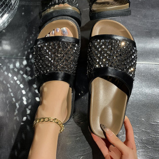 Damen Glamouröse Sandalen mit funkelndem Strassbesatz EB