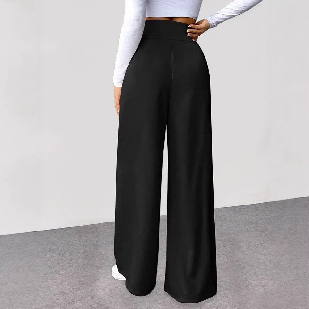 Damen Weite Loungehose aus hochwertigem Material mit elastischem Bund EB